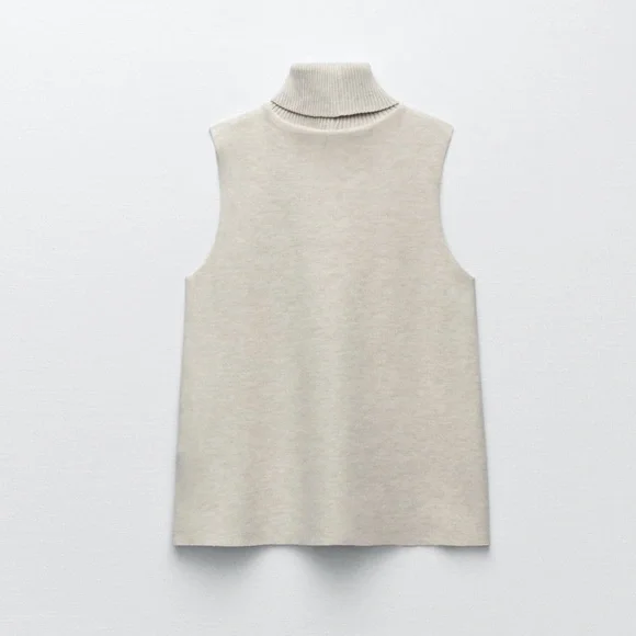 Zara Tops Zara Turtleneck Tank ZARA Cream Soft Sleeveless